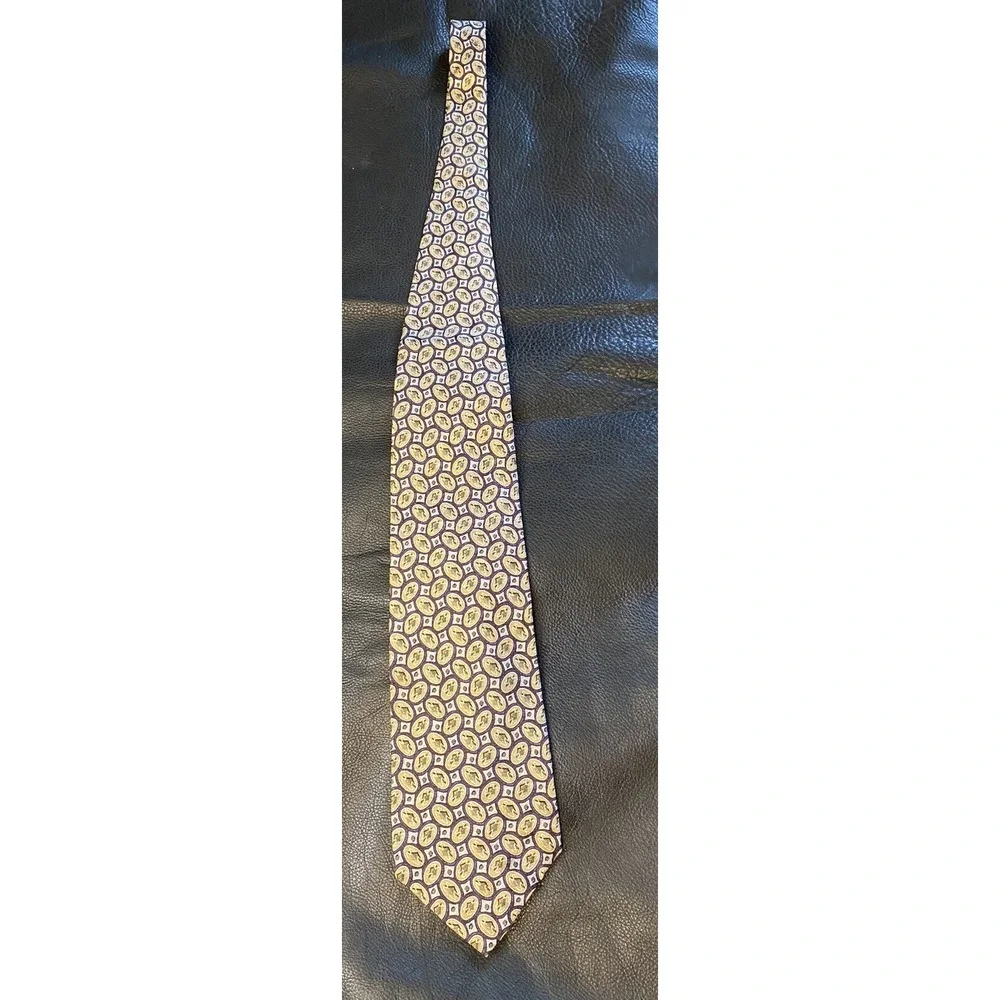 Calvin Klein,100% Silk,Men's Neck Tie,USA Made Multicolor Oval Geometric